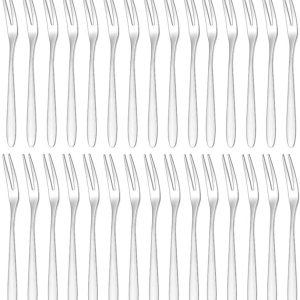 BOTARO 30 Pieces 5 inch Cocktail Forks Stainless Steel Appetizer Forks Set Appetizer Dessert Forks Mini Salad Fruit Cake Tasting Forks for Birthday Party Wedding Restaurant, Silver